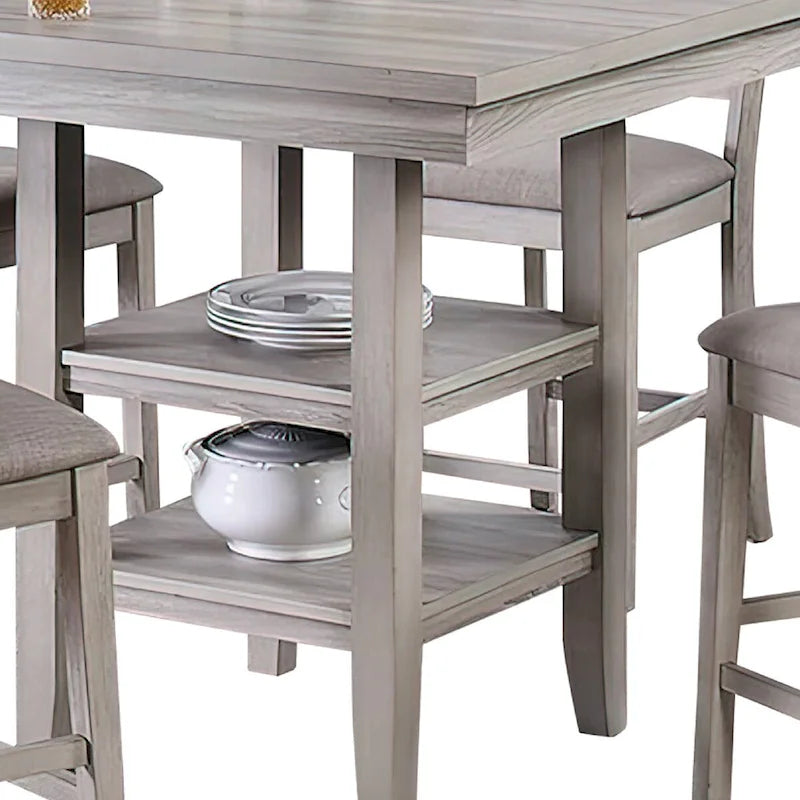 Ensemble de salle à manger 5 pièces hauteur comptoir, gris, pour 4 personnes