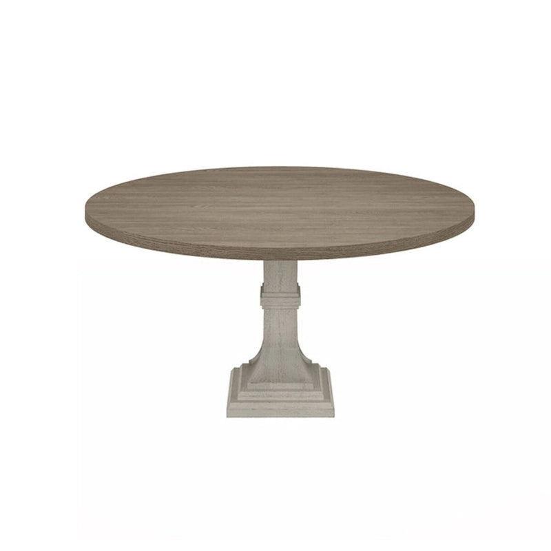 Ensemble table et chaises de salle à manger 5 pièces Sane, Fiddleback, plateau rond, gris, blanc