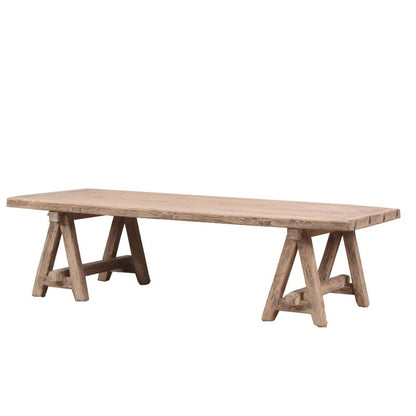 Table basse en bois naturel vieilli de 160 cm, style rustique, 4-6 places