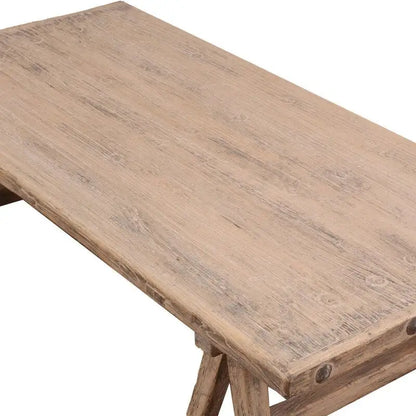 Table basse en bois naturel vieilli de 160 cm, style rustique, 4-6 places