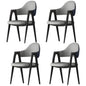 Chaise de salle à manger moderne en cuir à dossier ouvert et incurvé avec accoudoirs
