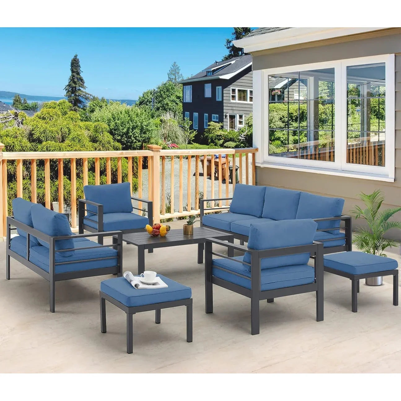 AECOJOY Ensemble de 7 Meubles de Jardin en Aluminium pour Extérieur