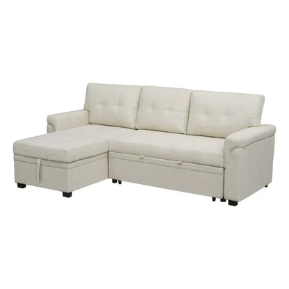 Canapé d'angle réversible convertible avec lit gigogne, méridienne de rangement et pieds durables