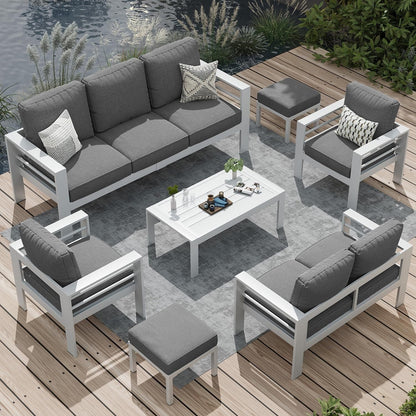 AECOJOY Ensemble de 7 Meubles de Jardin en Aluminium pour Extérieur