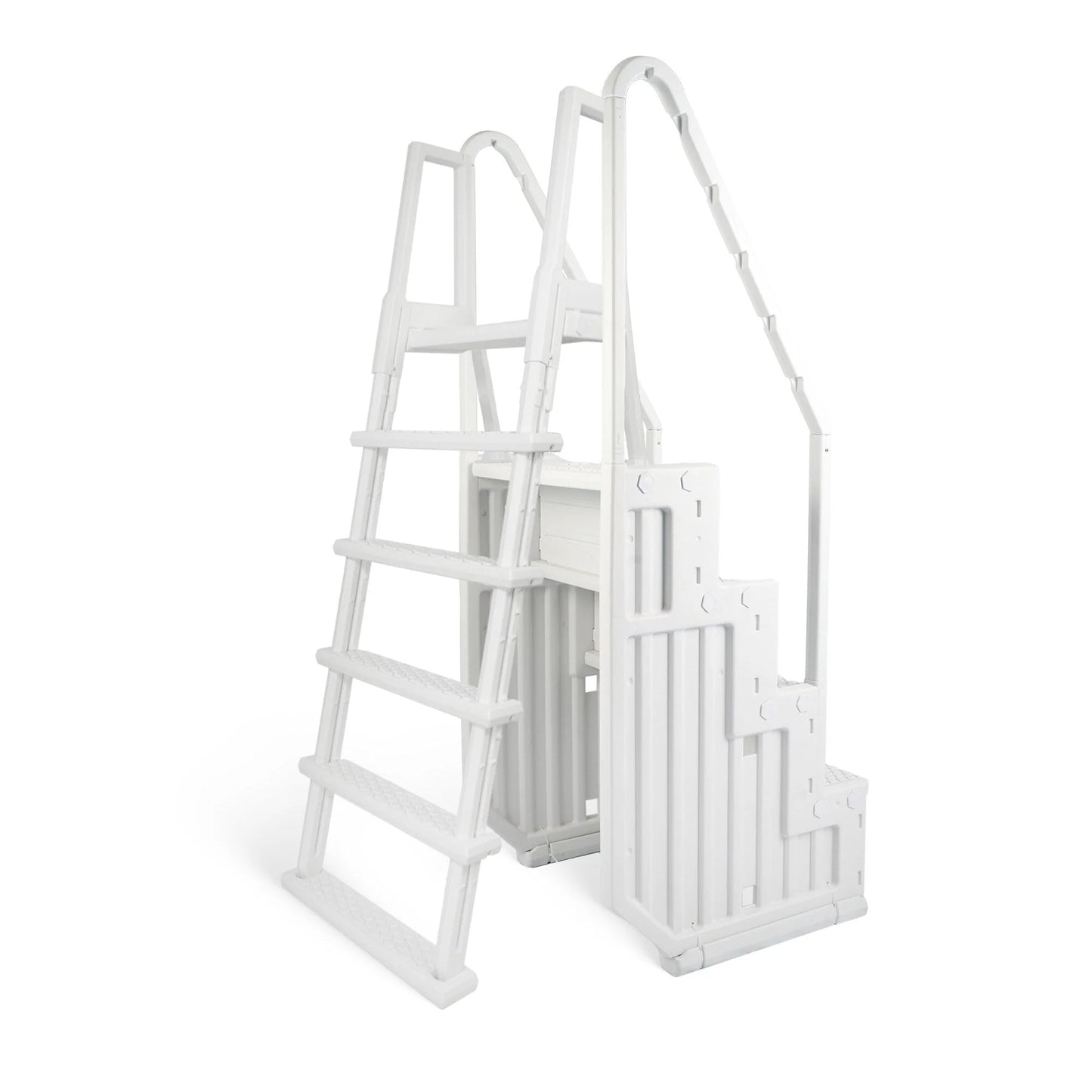 Escalier de piscine facile Blue Wave avec échelle extérieure pour piscines hors sol - 32,5 po L x 56 po P x 81 po H