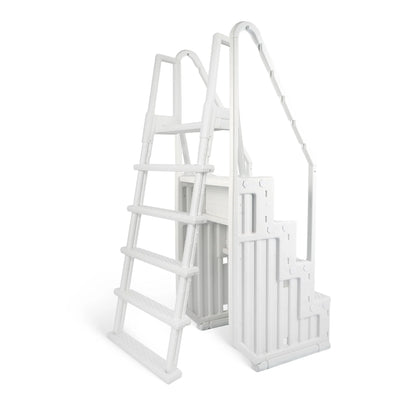 Escalier de piscine facile Blue Wave avec échelle extérieure pour piscines hors sol - 32,5 po L x 56 po P x 81 po H