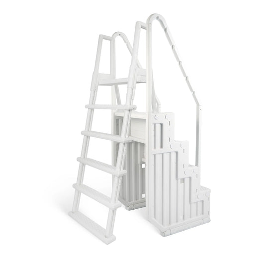 Escalier de piscine facile Blue Wave avec échelle extérieure pour piscines hors sol - 32,5 po L x 56 po P x 81 po H