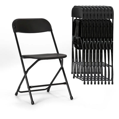 Chaise pliante en plastique, lot de 10, capacité de 158 kg pour événements, bureau, mariage, fête, pique-nique, cuisine, salle à manger
