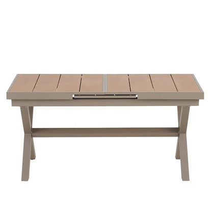 Ensemble de salle à manger d'extérieur extensible 7 pièces avec table extensible et 6 fauteuils