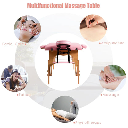 Table de Massage Portable 84L Réglable pour Soins du Visage, Tatouage, avec Housse de Transport