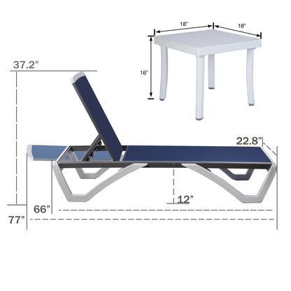 Kozyard Alan Chaise longue de patio inclinable et réglable, entièrement plate, en aluminium et résine de polypropylène