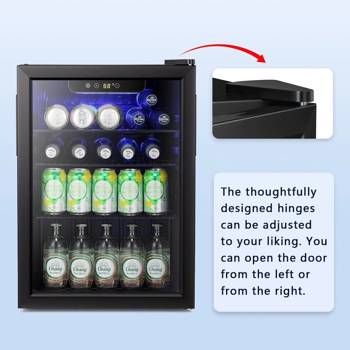 Mini-réfrigérateur - Réfrigérateur à boissons 100 canettes, cave à vin, porte vitrée transparente, petit réfrigérateur à boissons avec écran tactile - 73,6 litres