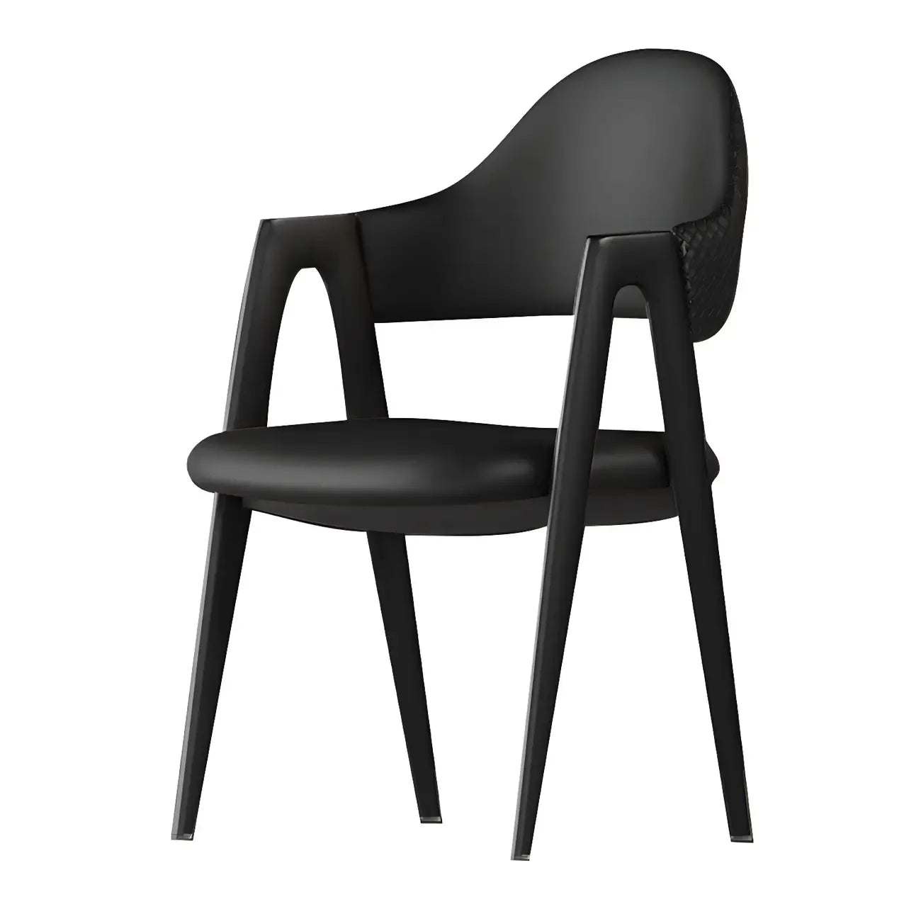 Chaise de salle à manger moderne en cuir à dossier ouvert et incurvé avec accoudoirs
