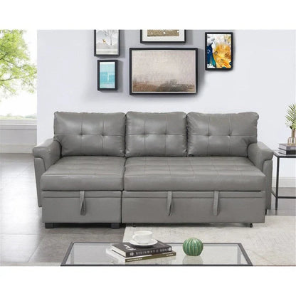 Canapé d'angle réversible convertible avec lit gigogne, méridienne de rangement et pieds durables