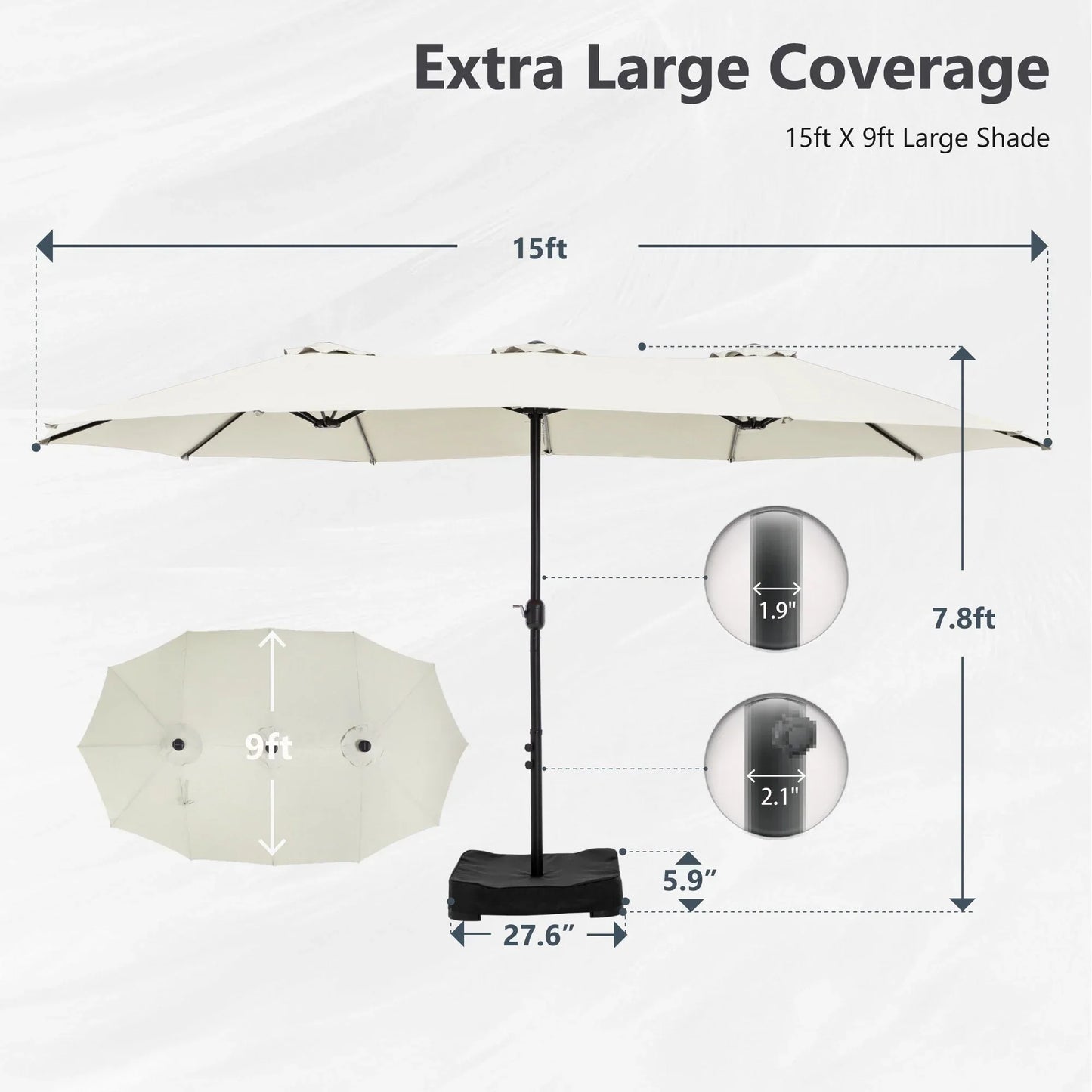 MAISON ARTS Grand Parasol Double Face de 4,5 m avec Base Incluse pour Patio