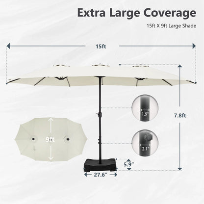 MAISON ARTS Grand Parasol Double Face de 4,5 m avec Base Incluse pour Patio