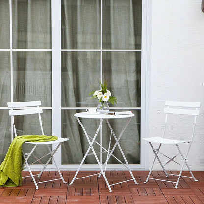 Ensemble bistrot pliant en métal 3 pièces, salon de conversation intérieur/extérieur résistant aux intempéries pour patio, cour, jardin