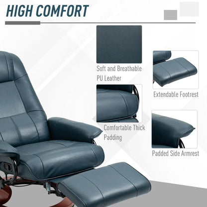 Fauteuil inclinable manuel pivotant en similicuir HomCom avec repose-pieds confortable et relaxant