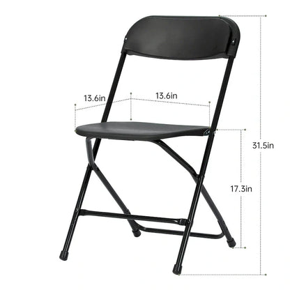 Chaise pliante en plastique, lot de 10, capacité de 158 kg pour événements, bureau, mariage, fête, pique-nique, cuisine, salle à manger