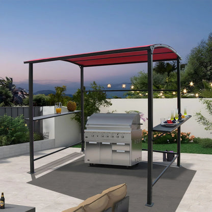 Abri barbecue en acier avec auvent, 1,5 x 2,4 m