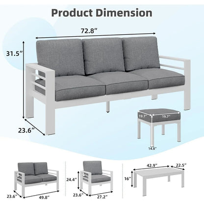 AECOJOY Ensemble de 7 Meubles de Jardin en Aluminium pour Extérieur