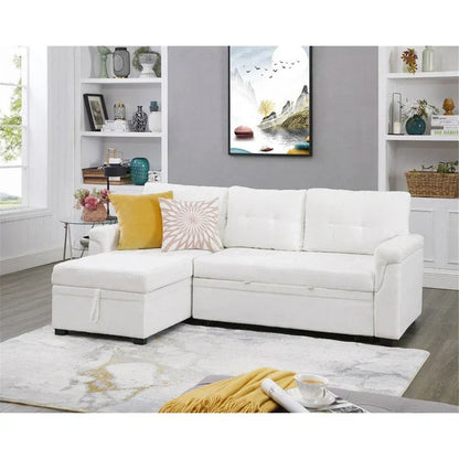 Canapé d'angle réversible convertible avec lit gigogne, méridienne de rangement et pieds durables