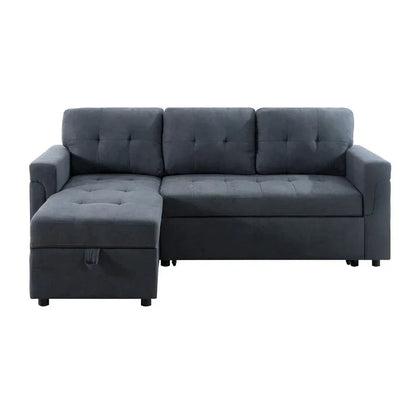 Canapé d'angle réversible convertible avec lit gigogne, méridienne de rangement et pieds durables