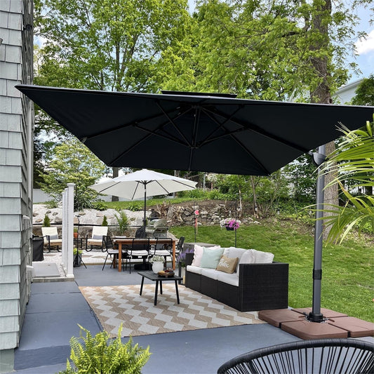 MAISON ARTS Parasol déporté hydraulique automatique 3,6 m avec mât en aluminium et rotation à 360 degrés