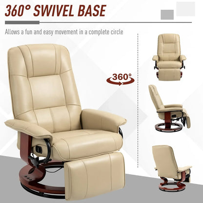 Fauteuil inclinable manuel pivotant en similicuir HomCom avec repose-pieds confortable et relaxant