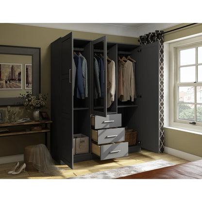 Palace Imports Armoire Cosmo 3 portes 100 % bois massif avec portes en bois massif ou portes miroir