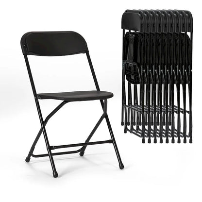 Chaise pliante en plastique, lot de 10, capacité de 158 kg pour événements, bureau, mariage, fête, pique-nique, cuisine, salle à manger