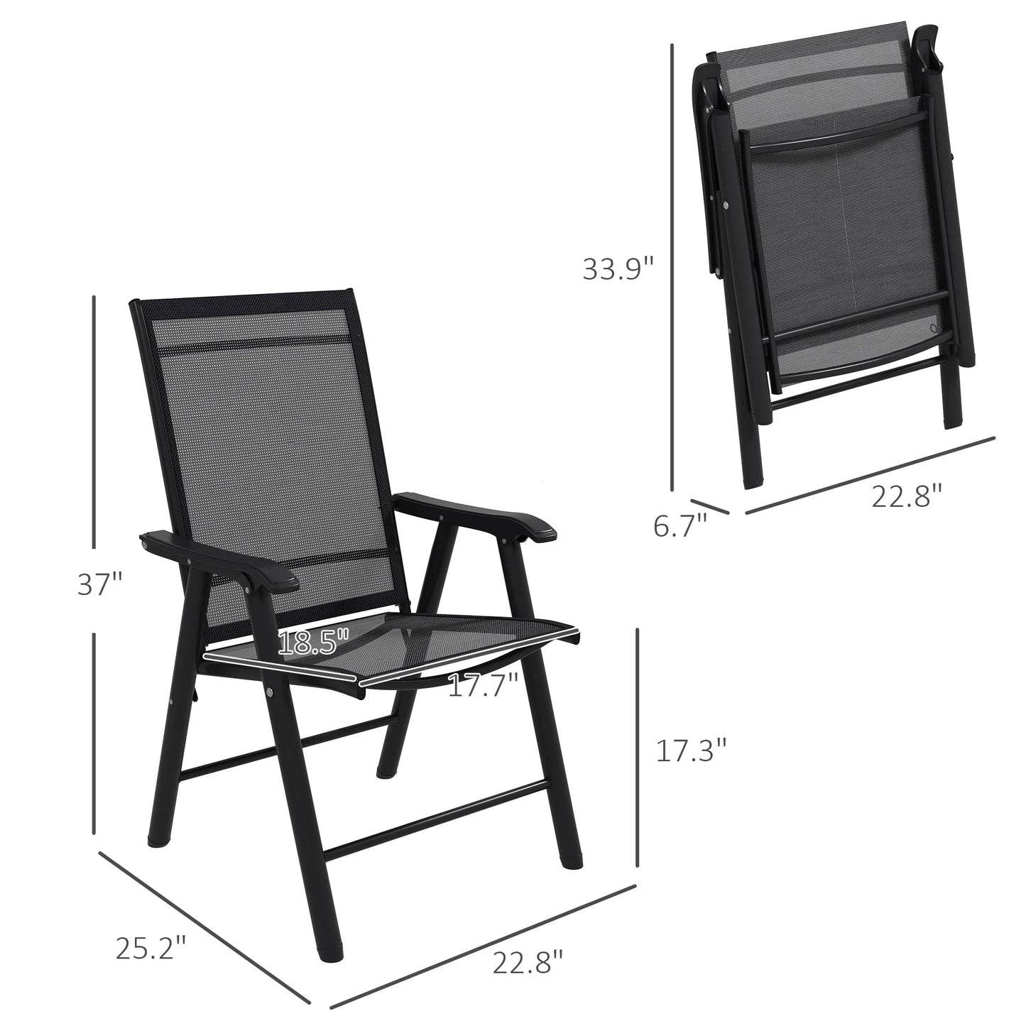 Lot de 4 chaises pliantes Outsunny au design simple et élégant, confortables pour la terrasse, le jardin et les voyages