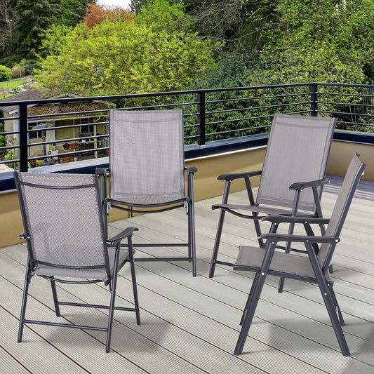Lot de 4 chaises pliantes Outsunny au design simple et élégant, confortables pour la terrasse, le jardin et les voyages