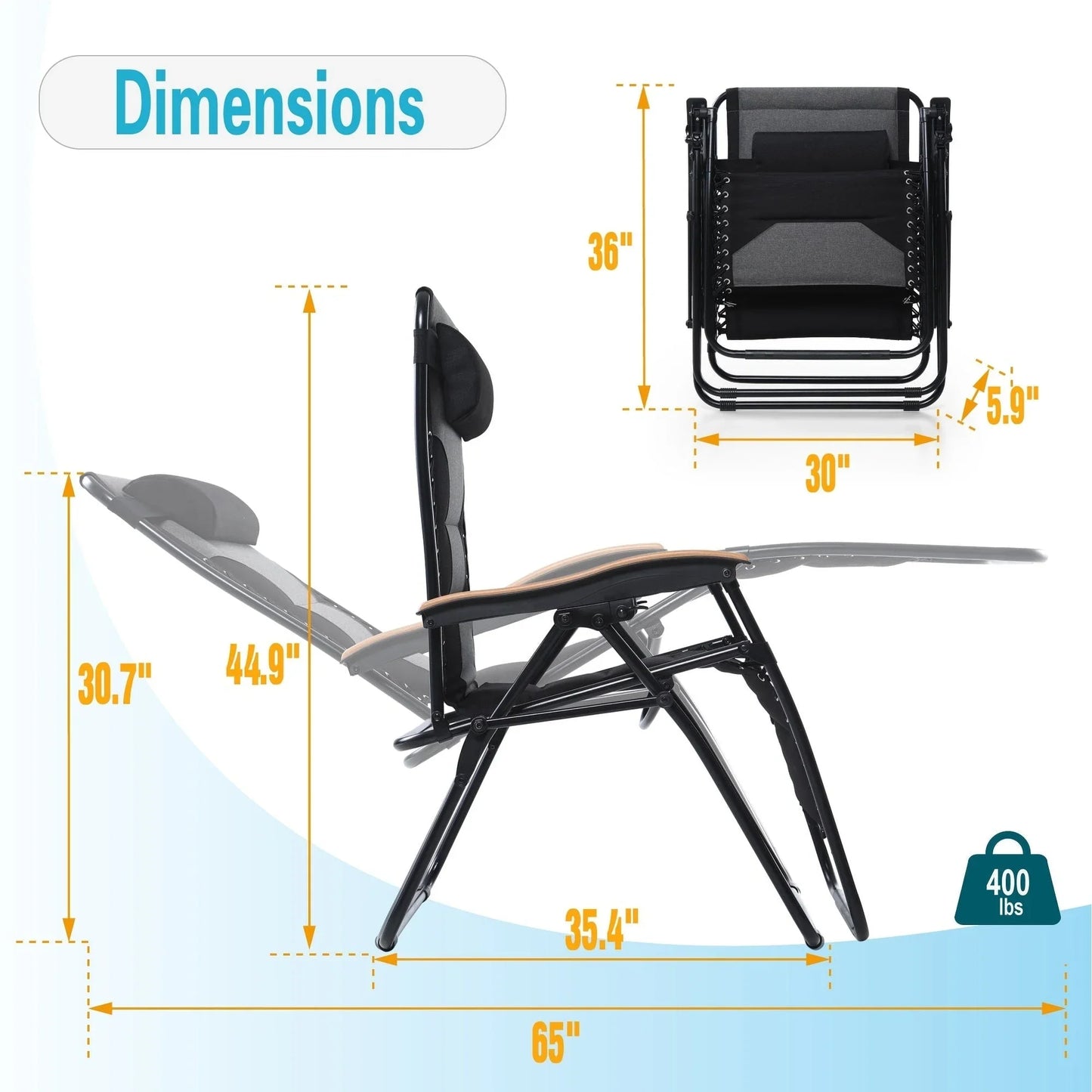 Fauteuil de relaxation zéro gravité XL surdimensionné rembourré avec accoudoirs plus larges et porte-gobelet réglable - N/A