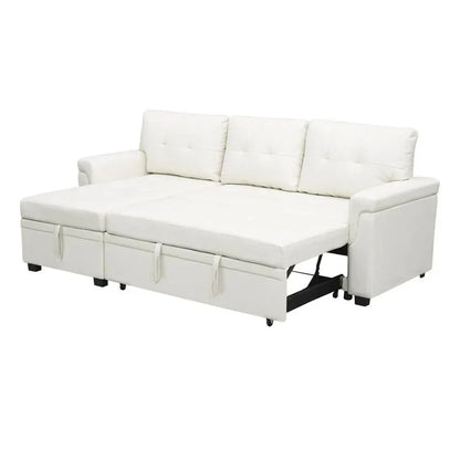 Canapé d'angle réversible convertible avec lit gigogne, méridienne de rangement et pieds durables