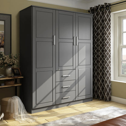 Palace Imports Armoire Cosmo 3 portes 100 % bois massif avec portes en bois massif ou portes miroir