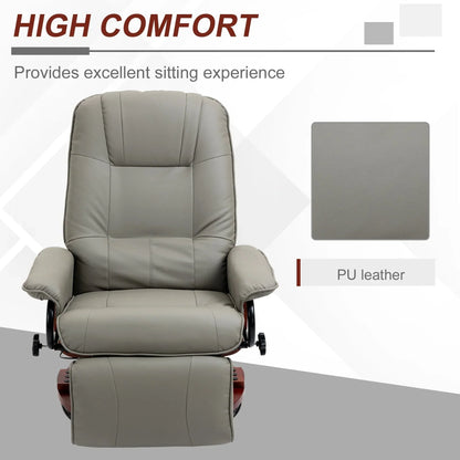 Fauteuil inclinable manuel pivotant en similicuir HomCom avec repose-pieds confortable et relaxant