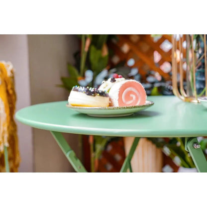 Ensemble bistrot pliant en métal 3 pièces, salon de conversation intérieur/extérieur résistant aux intempéries pour patio, cour, jardin