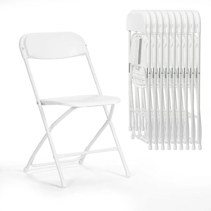 Chaise pliante en plastique, lot de 10, capacité de 158 kg pour événements, bureau, mariage, fête, pique-nique, cuisine, salle à manger