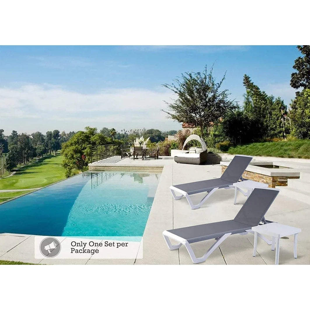 Kozyard Alan Chaise longue de patio inclinable et réglable, entièrement plate, en aluminium et résine de polypropylène