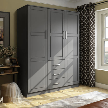 Palace Imports Armoire Cosmo 3 portes 100 % bois massif avec portes en bois massif ou portes miroir