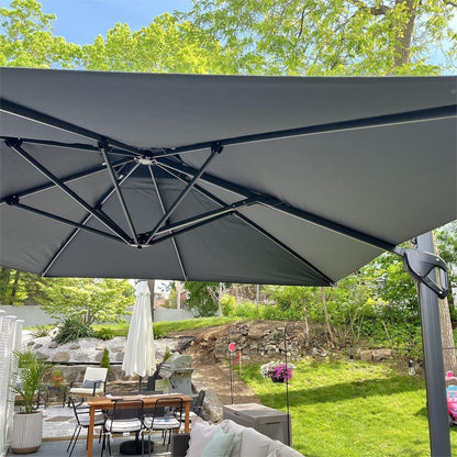 MAISON ARTS Parasol déporté hydraulique automatique 3,6 m avec mât en aluminium et rotation à 360 degrés