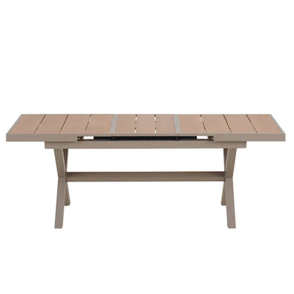 Ensemble de salle à manger d'extérieur extensible 7 pièces avec table extensible et 6 fauteuils