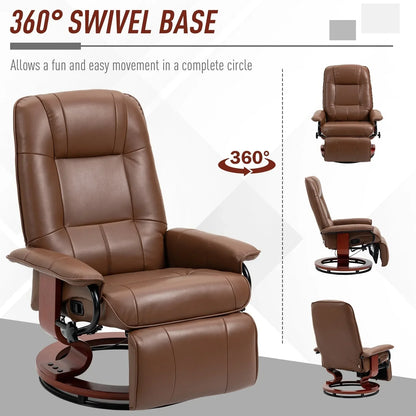 Fauteuil inclinable manuel pivotant en similicuir HomCom avec repose-pieds confortable et relaxant
