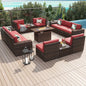 Ensemble de mobilier de jardin 13 pièces avec table brasero de 44 pouces