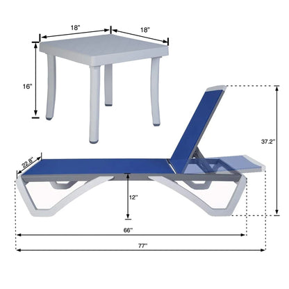Kozyard Alan Chaise longue de patio inclinable et réglable, entièrement plate, en aluminium et résine de polypropylène