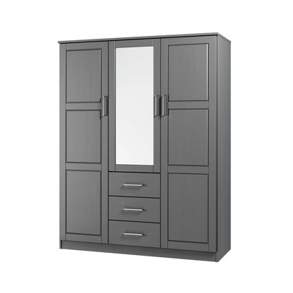 Palace Imports Armoire Cosmo 3 portes 100 % bois massif avec portes en bois massif ou portes miroir