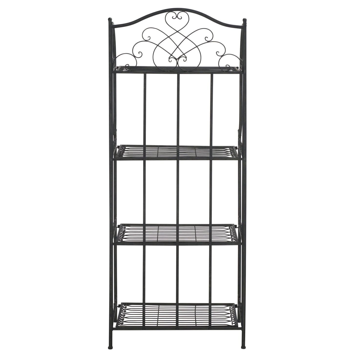 SAFAVIEH Bryn Étagère de boulanger d'extérieur victorienne en fer forgé à 4 niveaux - 63,5 cm l x 38,1 cm P x 160 cm H - 25L x 15P x 63H