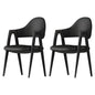 Chaise de salle à manger moderne en cuir à dossier ouvert et incurvé avec accoudoirs