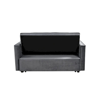 Causeuse futon moderne en velours avec dossier inclinable et poches, 2 places ??Gris foncé / Gris clair / Bleu / Noir